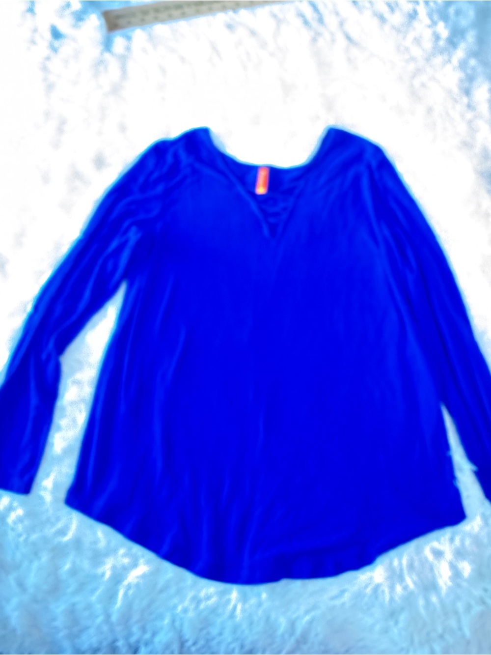 Long Sleeve V-Neck Women's Top in Cobalt Blue